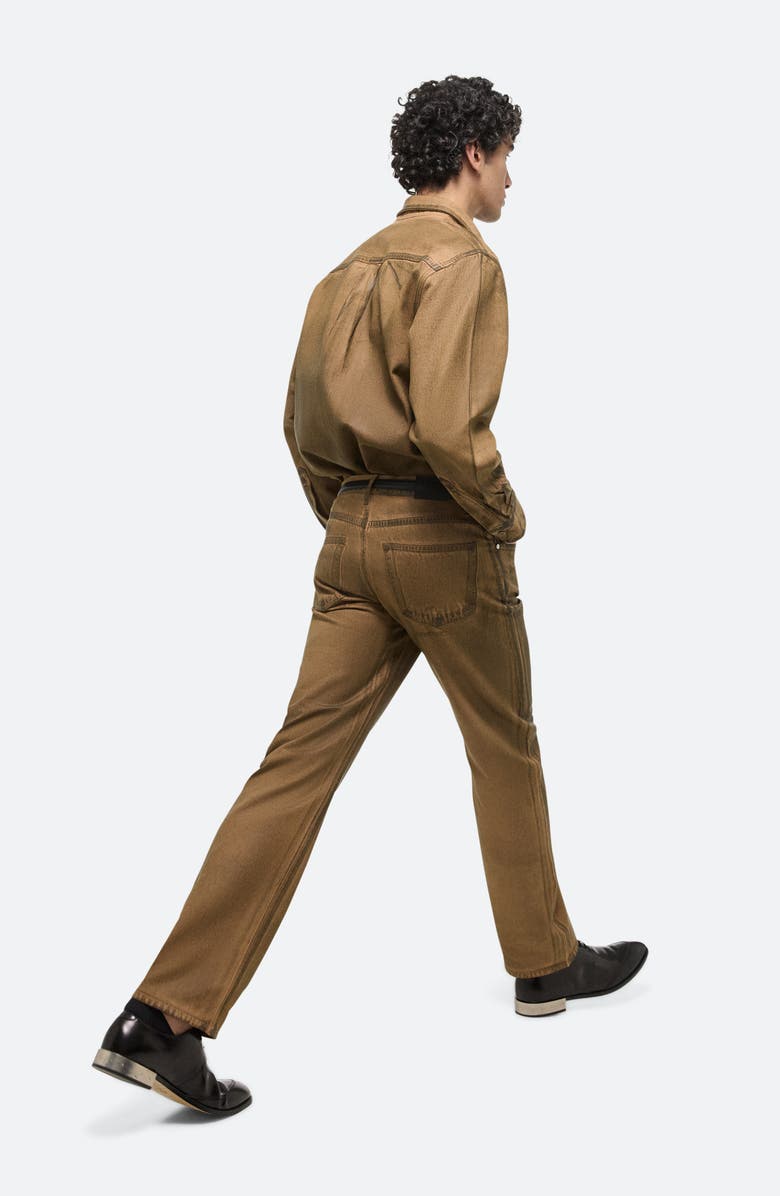 Helmut Lang Curved Organic Cotton Denim Snap-Up Shirt, Alternate, color, 