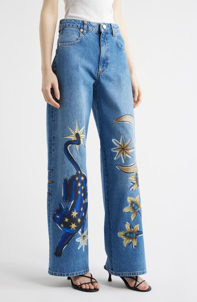 FARM Rio Mistical Wide Leg Jeans, Alternate, color, Denim