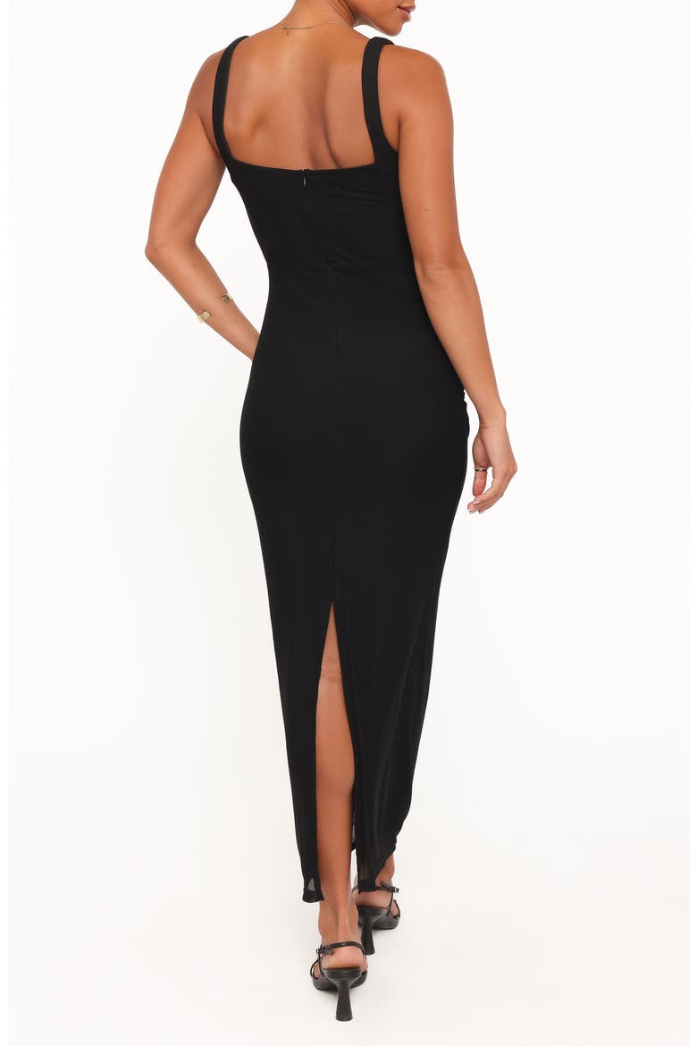 Eira Ruched Sleeveless Maxi Dress, Alternate, color, BLACK