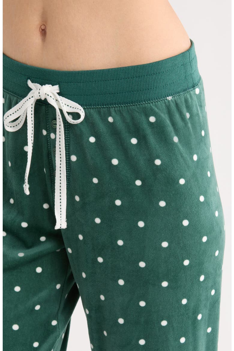 Let's Get Toasty Polka Dot Velour Pajamas, Alternate, color, DARK FOREST