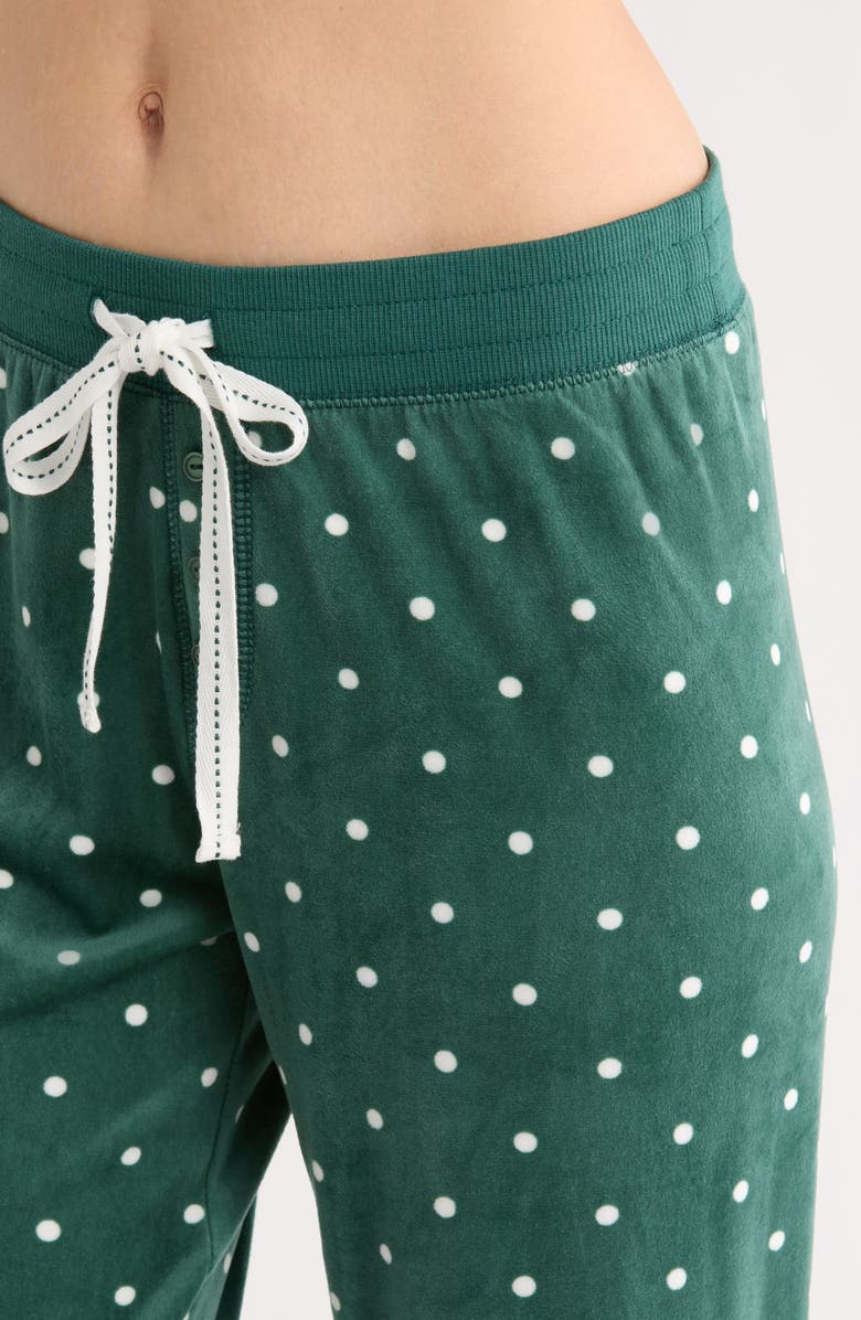 PJ Salvage Let's Get Toasty Polka Dot Velour Pajamas, Alternate, color, Dark Forest