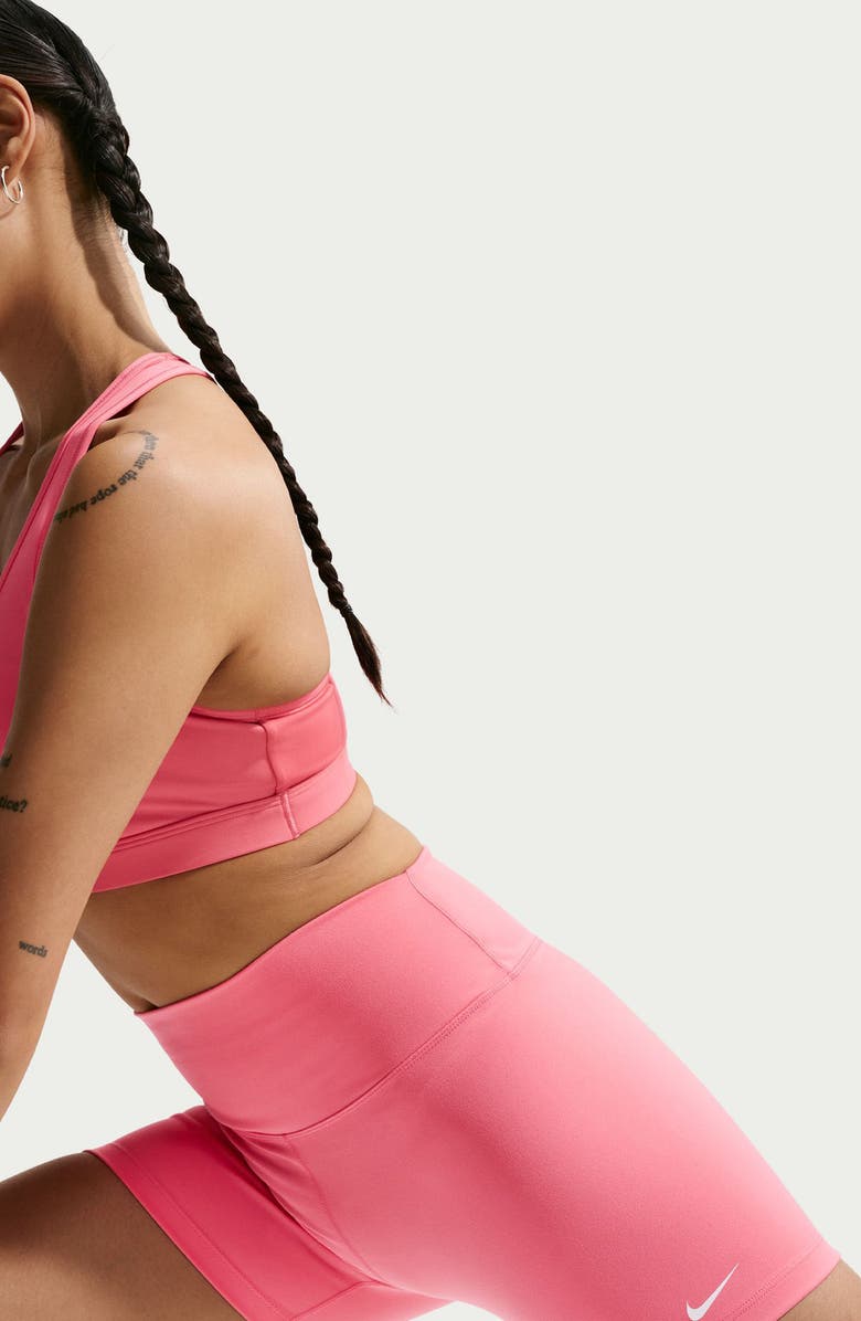 Nike One Elemental Dri-FIT High Waist Bike Shorts, Alternate, color, Sea Coral/ White