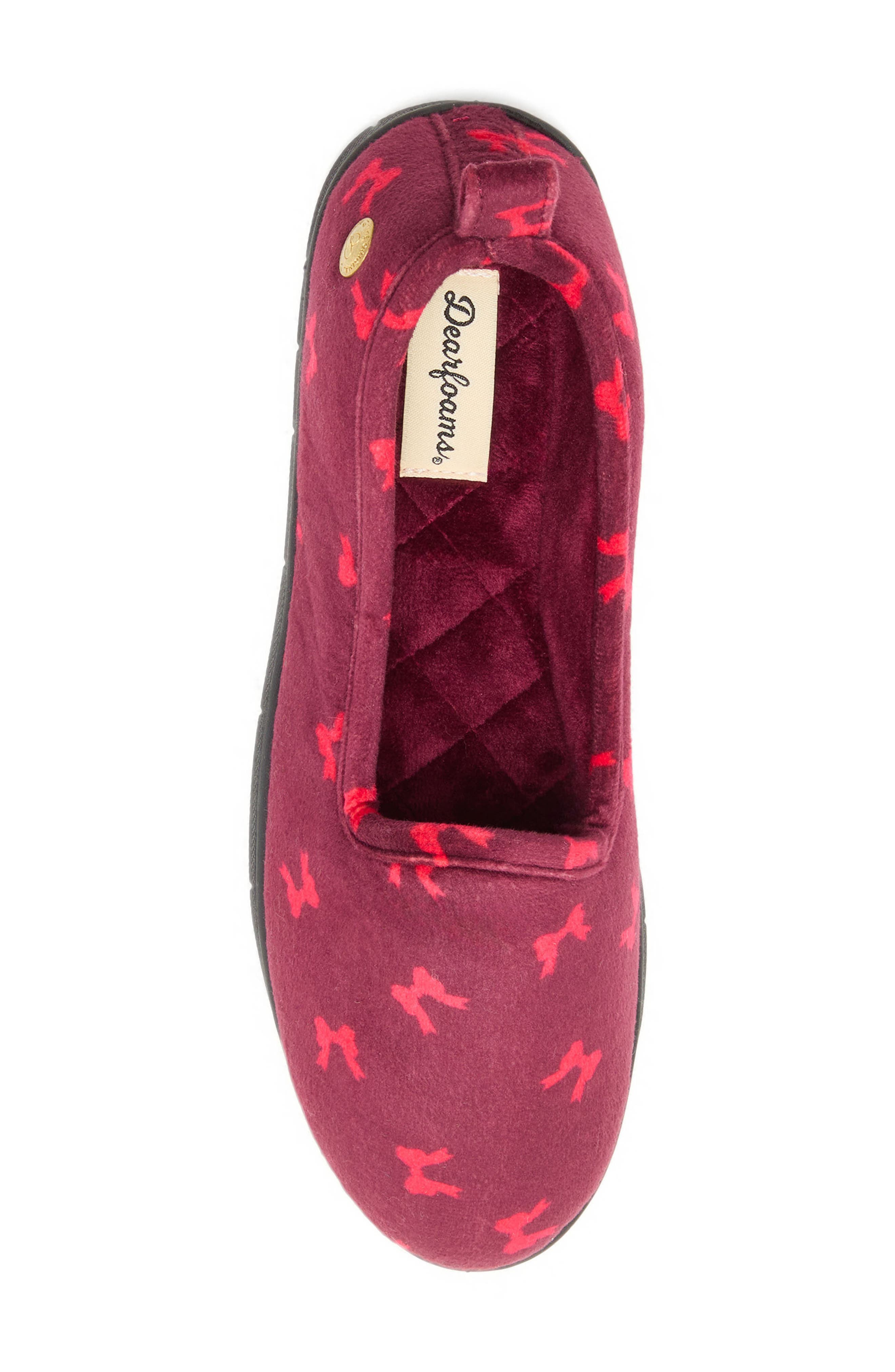 Rachel Bow Print Slipper, Alternate, color, CORDOVAN