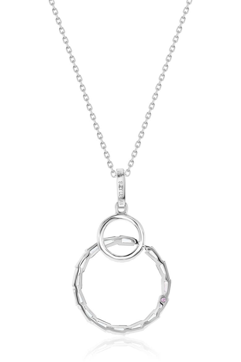 Cubic Zirconia Interlocking Circle Pendant Necklace, Alternate, color, WHITE