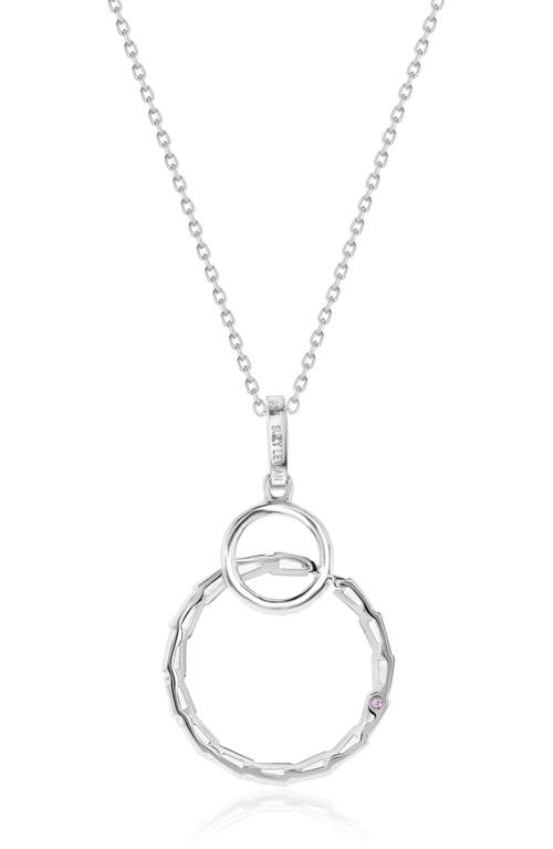 Suzy Levian Sterling Silver White Cubic Zirconia Interlocking Circle Pendant Necklace