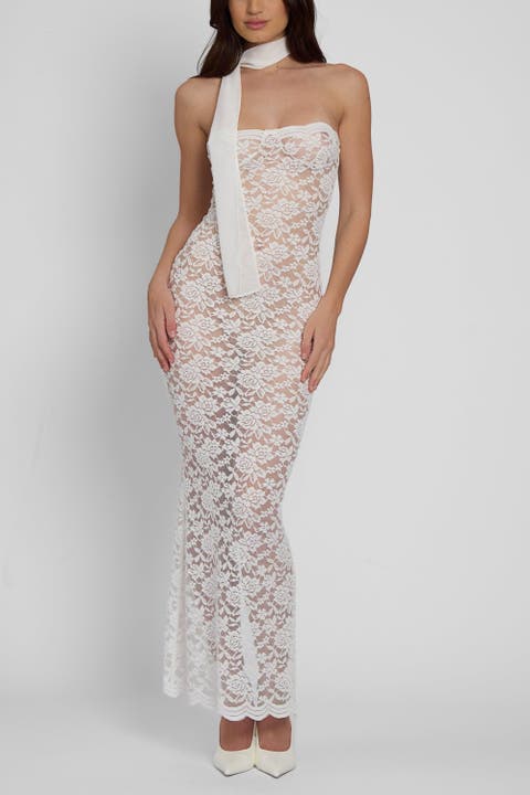 Soleil Scalloped Lace Midi Dress