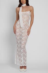LEAU Soleil Scalloped Lace Midi Dress