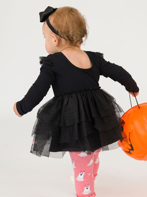 Rufflebutts Baby Girls Flutter Tulle Long Sleeve Twirl Romper In Black