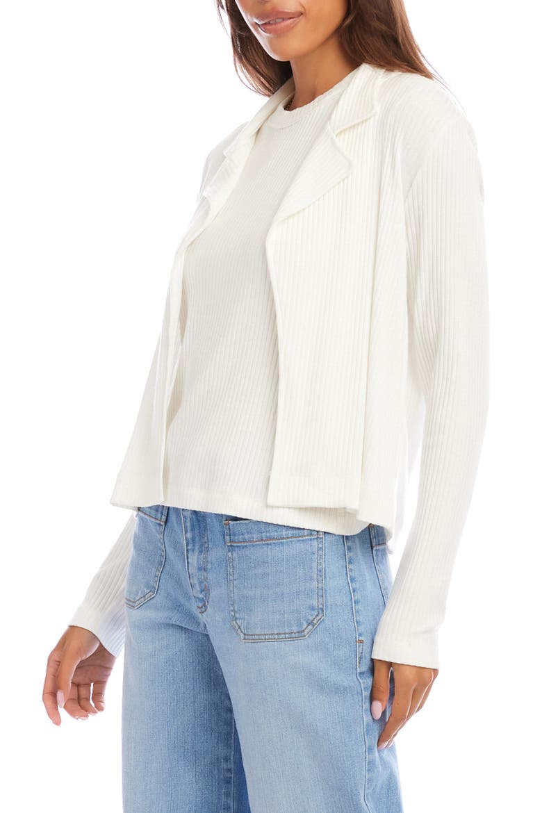 Notch Lapel Rib Jacket, Alternate, color, WHITE