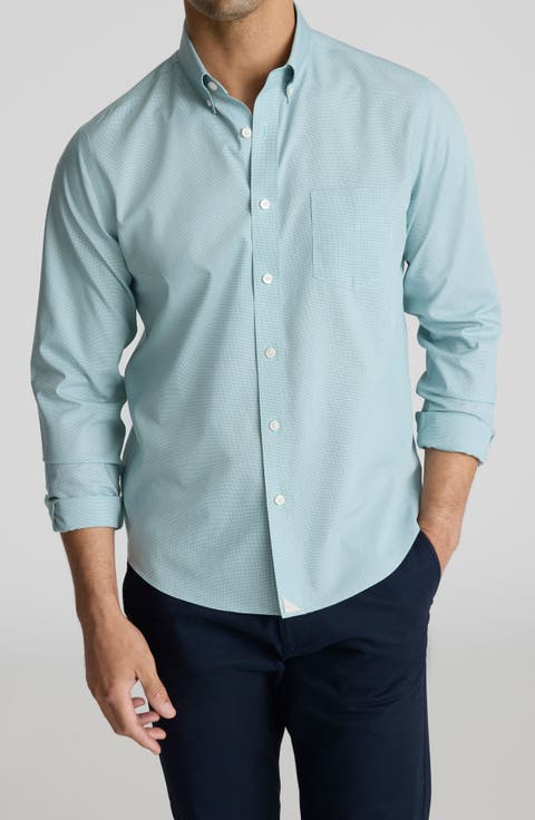 Cadteto Microcheck Wrinkle Free Cotton Button-Down Shirt