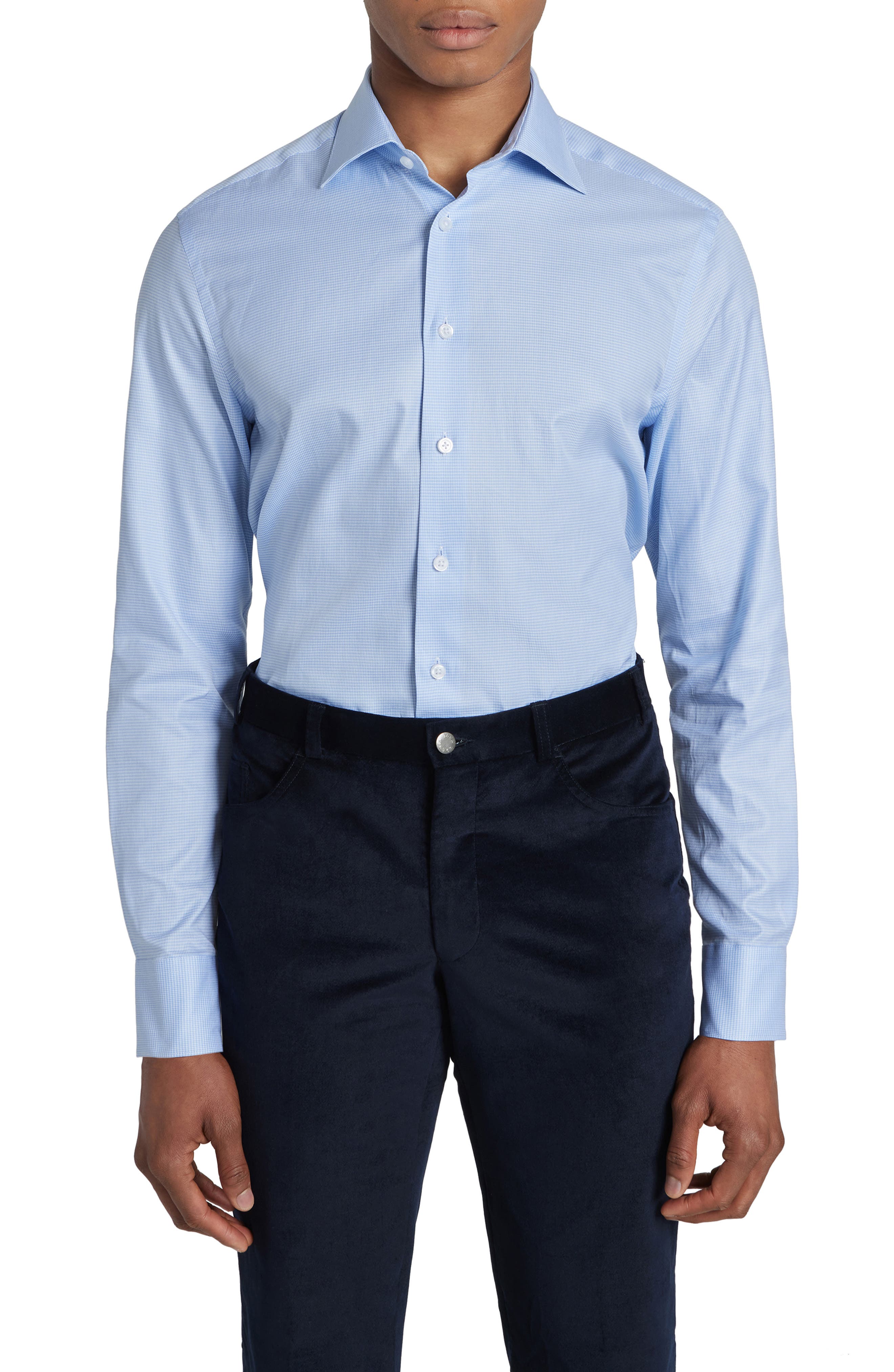 Jack Victor Josiah Giza Houndstooth Cotton Dress Shirt