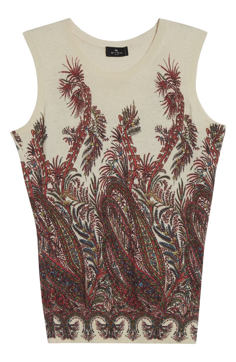Etro Floral Paisley Silk & Cashmere Shell, Alternate, color, Print On White Base