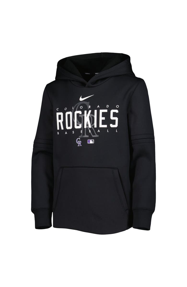 Nike Youth Nike Black Colorado Rockies Pregame Performance Pullover Hoodie, Alternate, color, 