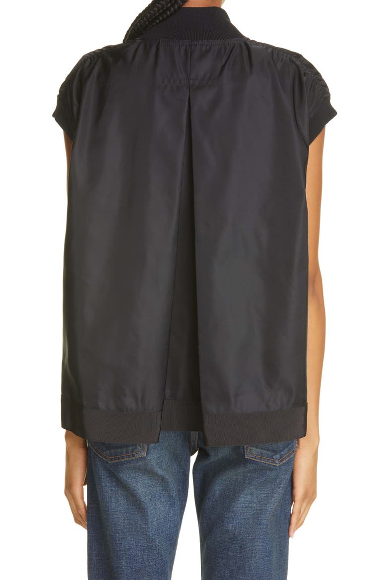 Twill Knit Nylon Vest, Alternate, color, BLACK