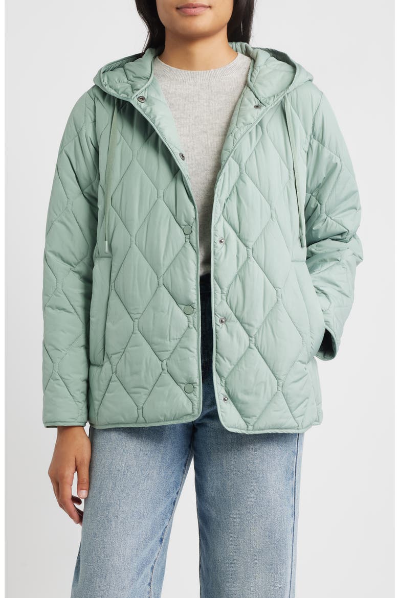 Ashbury Diamond Quilted Hooded Liner Jacket, Main, color, COOL SAGE