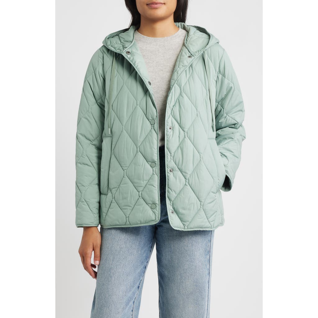 Bernardo Ashbury Diamond Quilted Hooded Liner Jacket In Blue