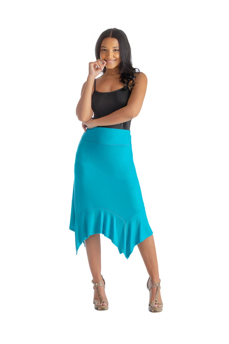 Knee Length Elastic Waist Handkerchief Skirt, Main, color, Jade