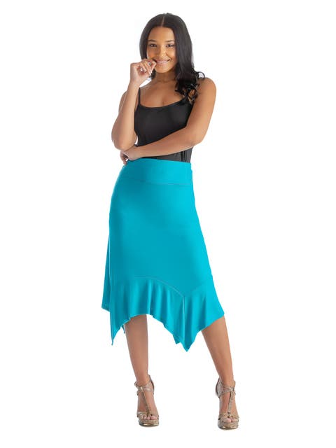 Knee Length Elastic Waist Handkerchief Skirt