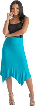 24seven Comfort Apparel Knee Length Elastic Waist Handkerchief Skirt