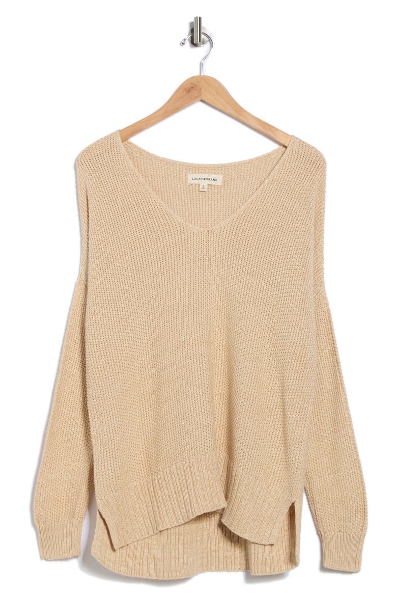 V-Neck Pullover Sweater, Alternate, color, IRISH CREAM