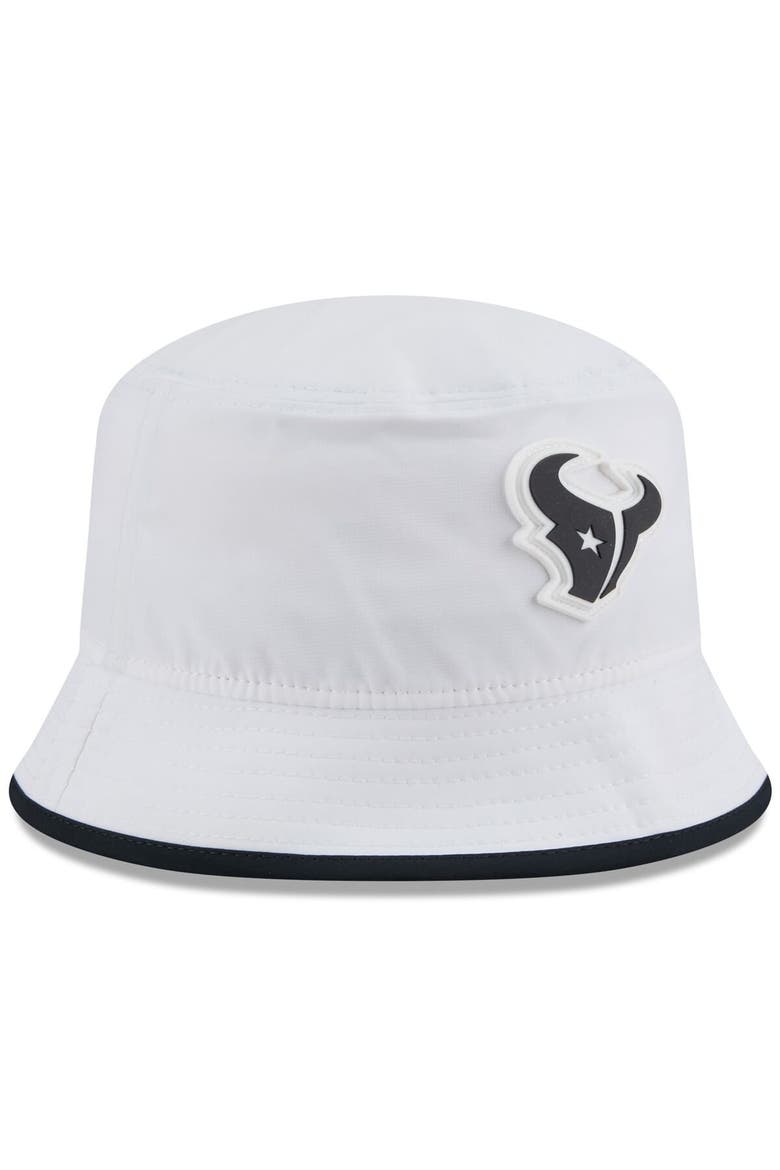 Men's New Era  White Houston Texans 2025 NFL Training Camp Stretch Bucket Hat, Alternate, color, White