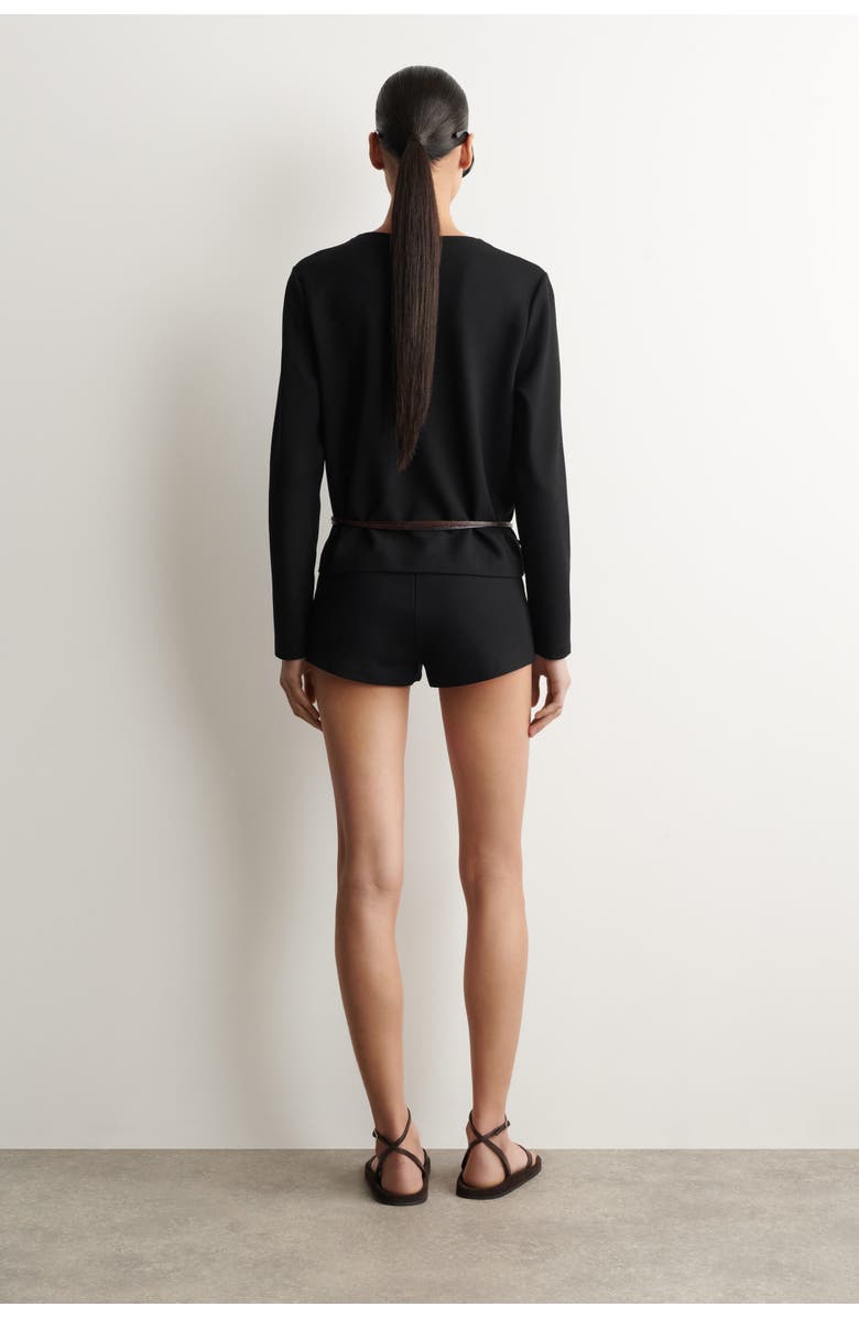 COS Minimal Jersey Shorts, Alternate, color, Black