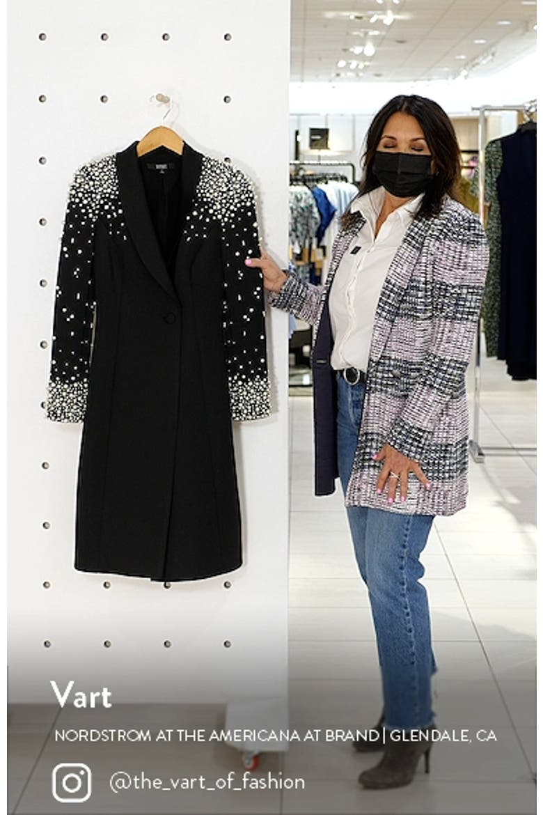 Imitation Pearl Embellished Long Sleeve Cocktail Coatdress video