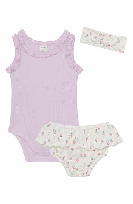 PL Baby by Petit Lem 3-Piece Floral Bodysuit Set