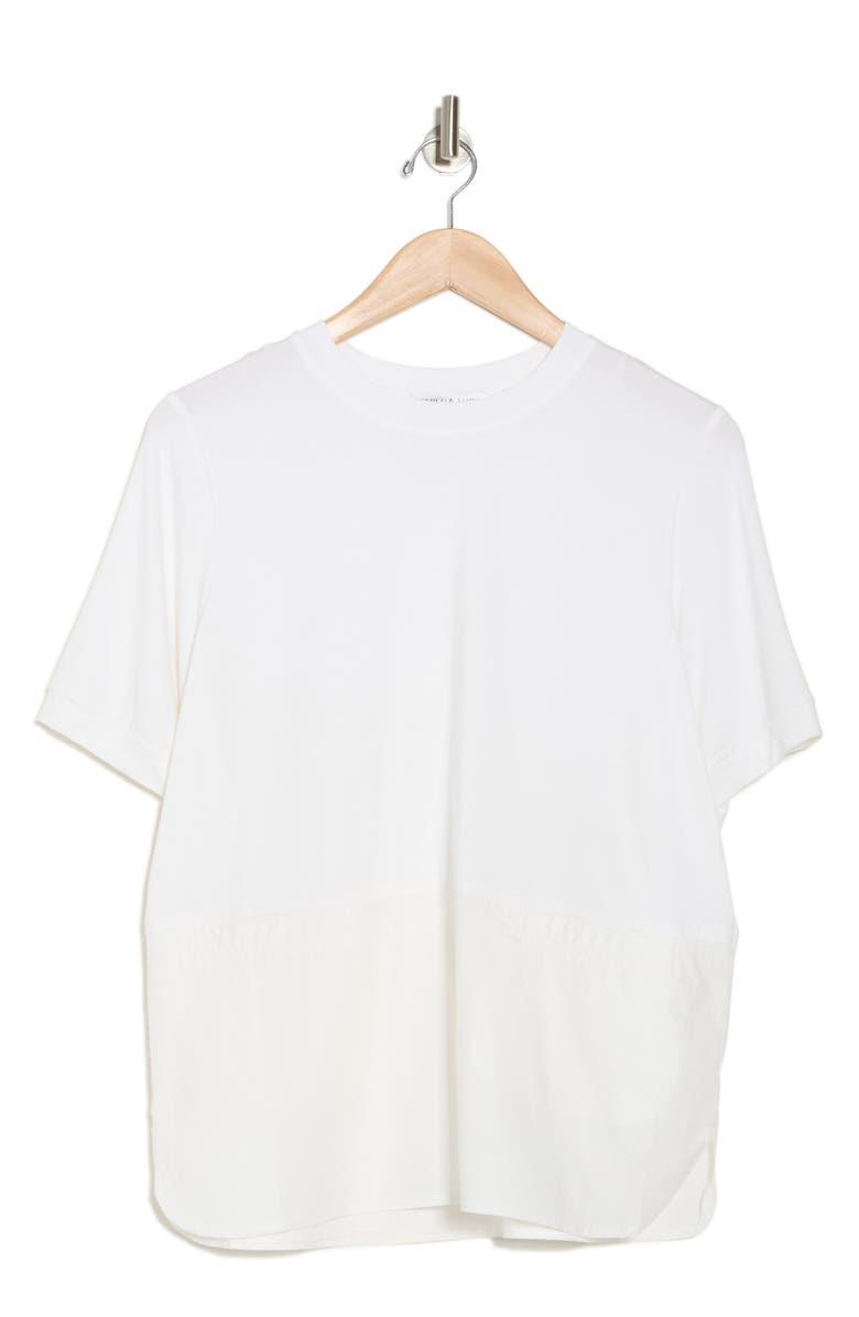 PATRIZIA LUCA Mixed Media T-Shirt, Alternate, color, White