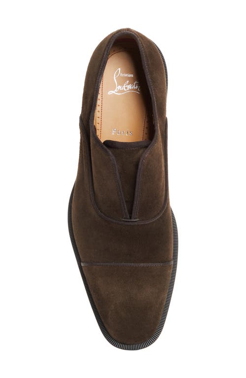 Christian Louboutin Alpha Lion Cap Toe Slip-on In Brown