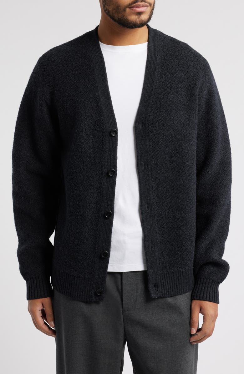 Reigning Champ Textured Wool & Cotton Bouclé Cardigan, Main, color,