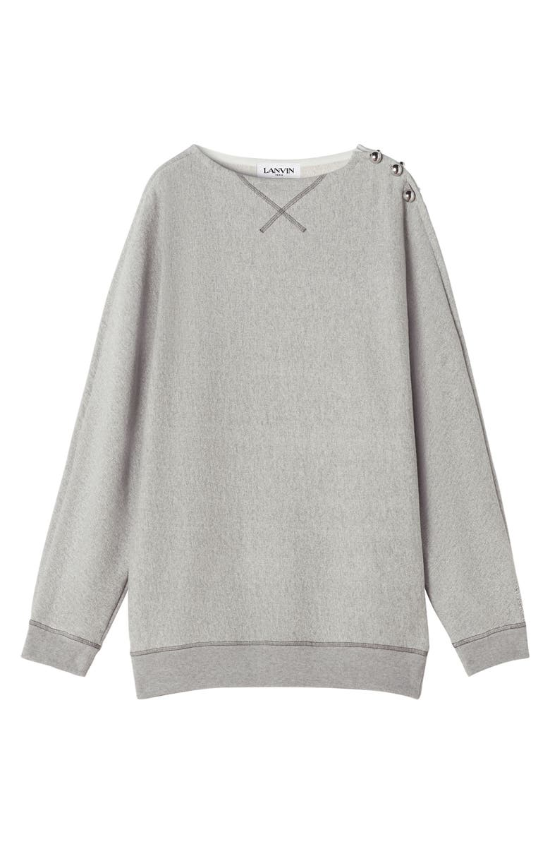 Lanvin Cotton Jersey Top, Main, color, Heather Grey