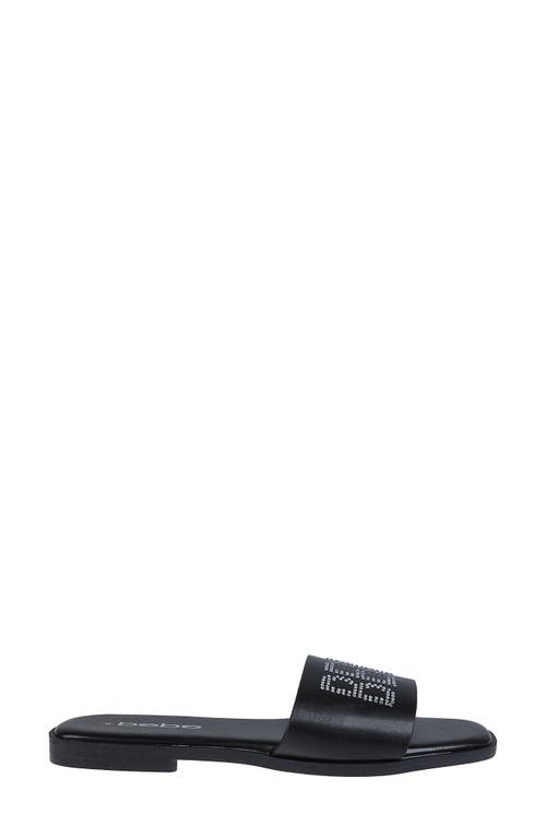 Bebe Rhinestone Logo Slide Sandal