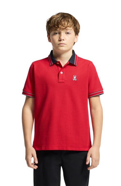 Psycho Bunny Kids' Mccoy Piqué Polo In Brilliant Red 2