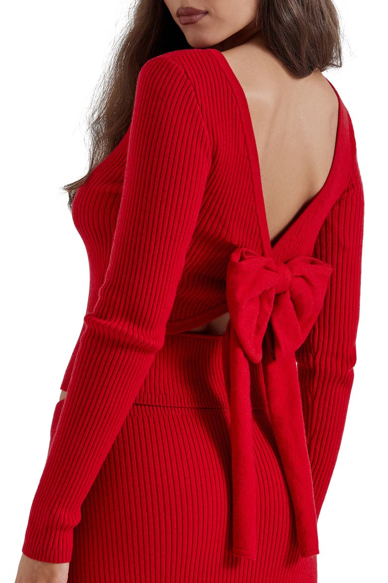 Sula Bow Back Rib Sweater, Alternate, color, BLOOD RED