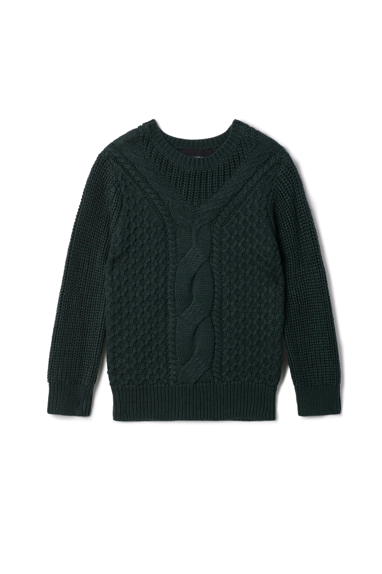 Cable Knit Crewneck Sweater, Main, color, Forest