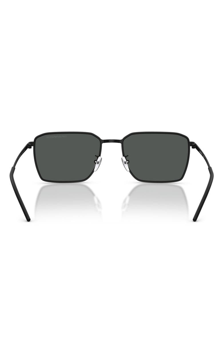 Emporio Armani 60mm Square Sunglasses, Alternate, color, Matte Black / Grey Brown