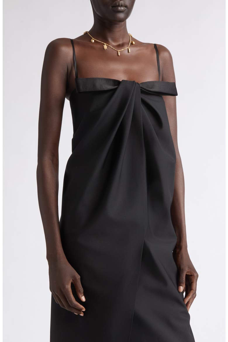 Sliced Bow Wool & Mohair Gown, Alternate, color, BLACK