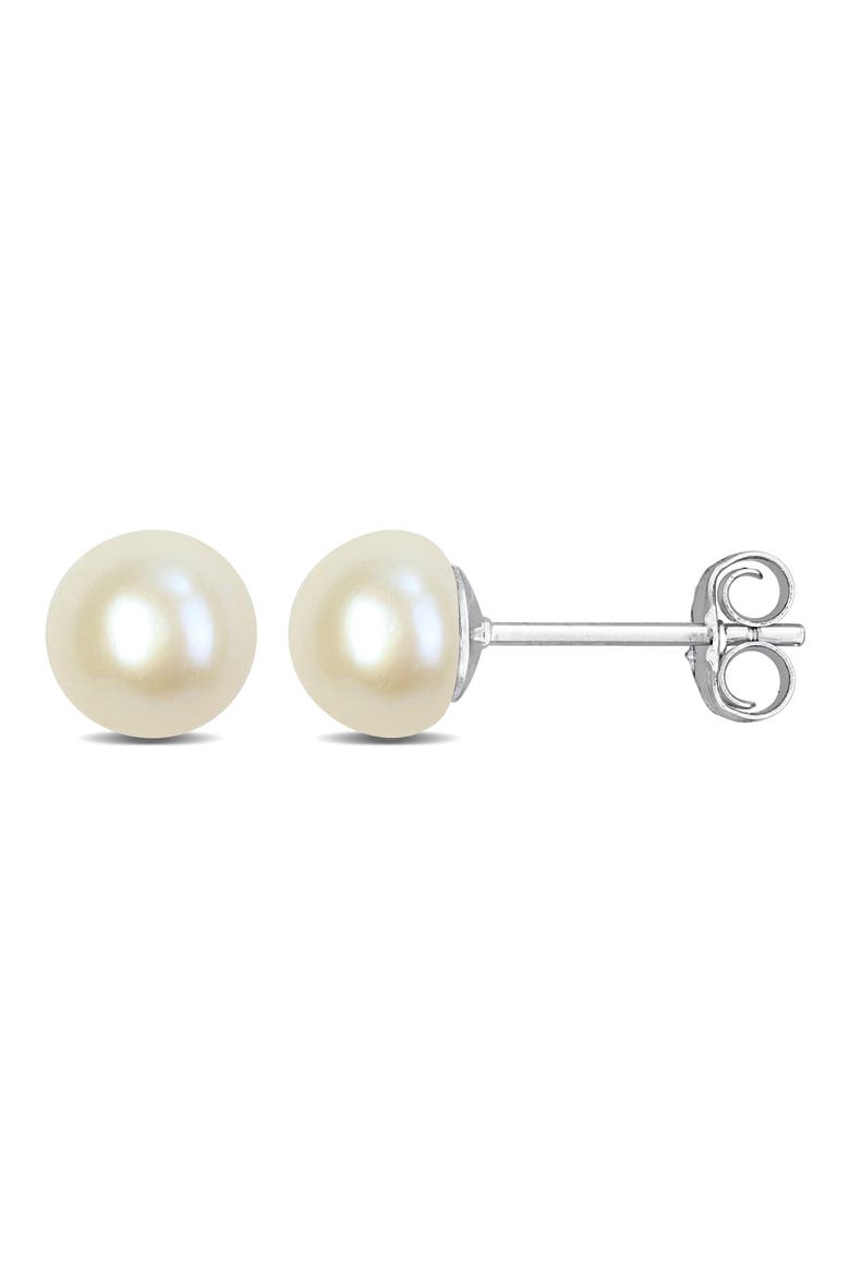 Cultured Pearl Stud Earrings, Main, color, WHITE