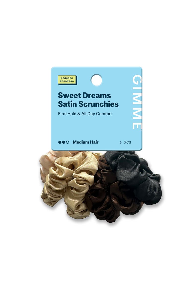 Medium Satin Scunchies, Main, color, Black