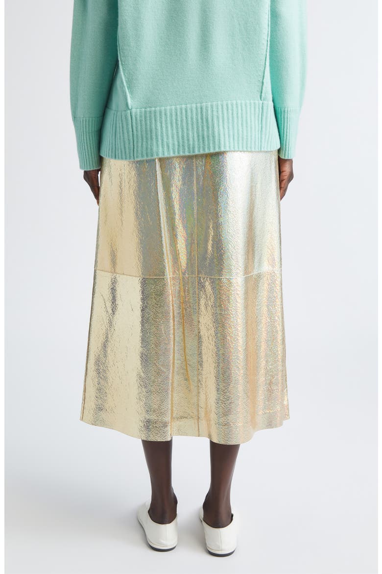 Metallic Stardust Suede A-Line Midi Skirt, Alternate, color, HALO YELLOW METALLIC