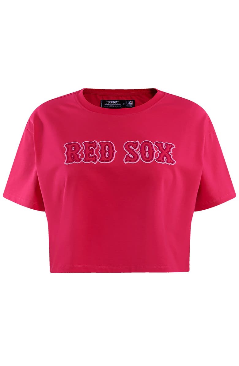 PRO STANDARD Women's Pro Standard Pink Boston Red Sox Triple Pink Boxy Cropped T-Shirt, Alternate, color, Pink