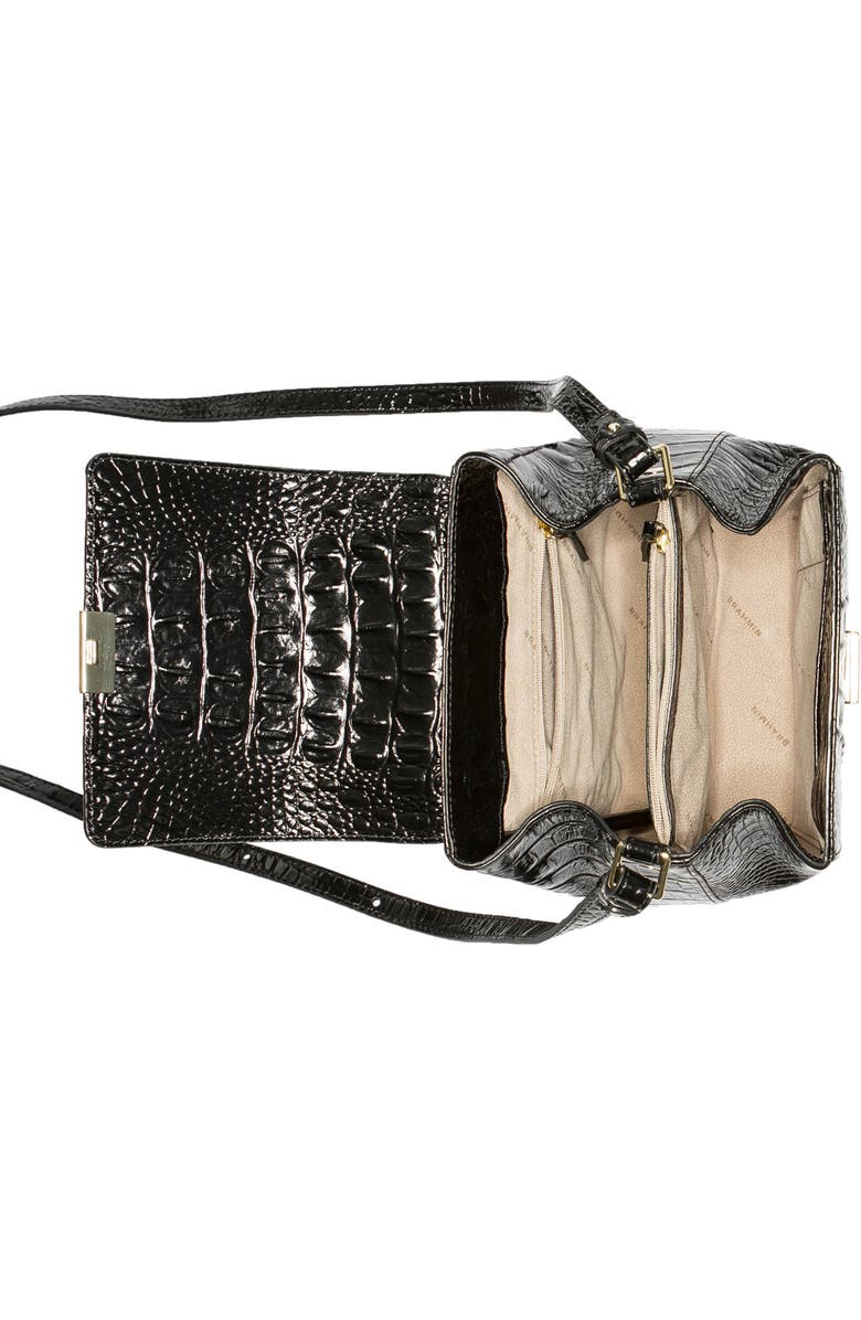 Brahmin Margo Croc Embossed Leather Crossbody Bag, Alternate, color, Black