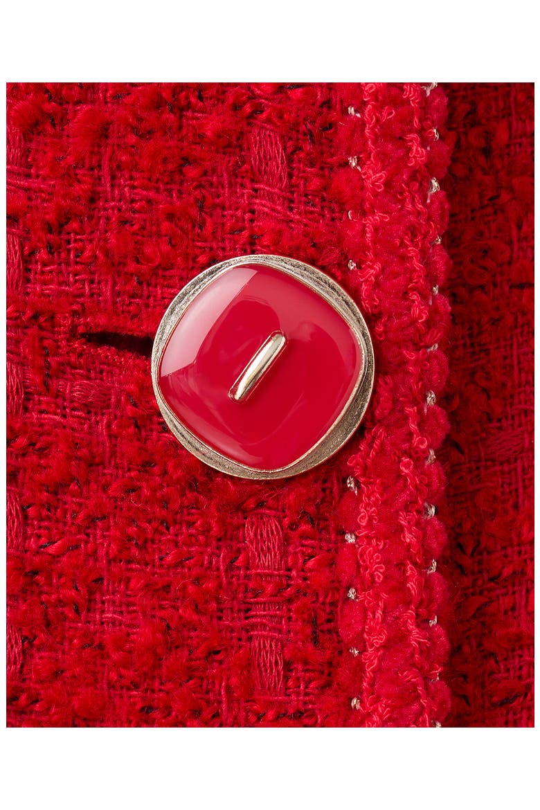 Jewel Button Tweed Jacket, Alternate, color, RED