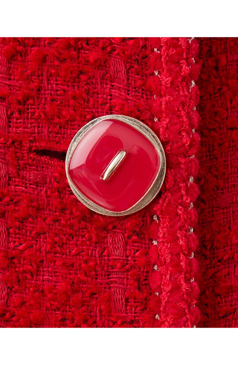 MANGO Jewel Button Tweed Jacket, Alternate, color, Red