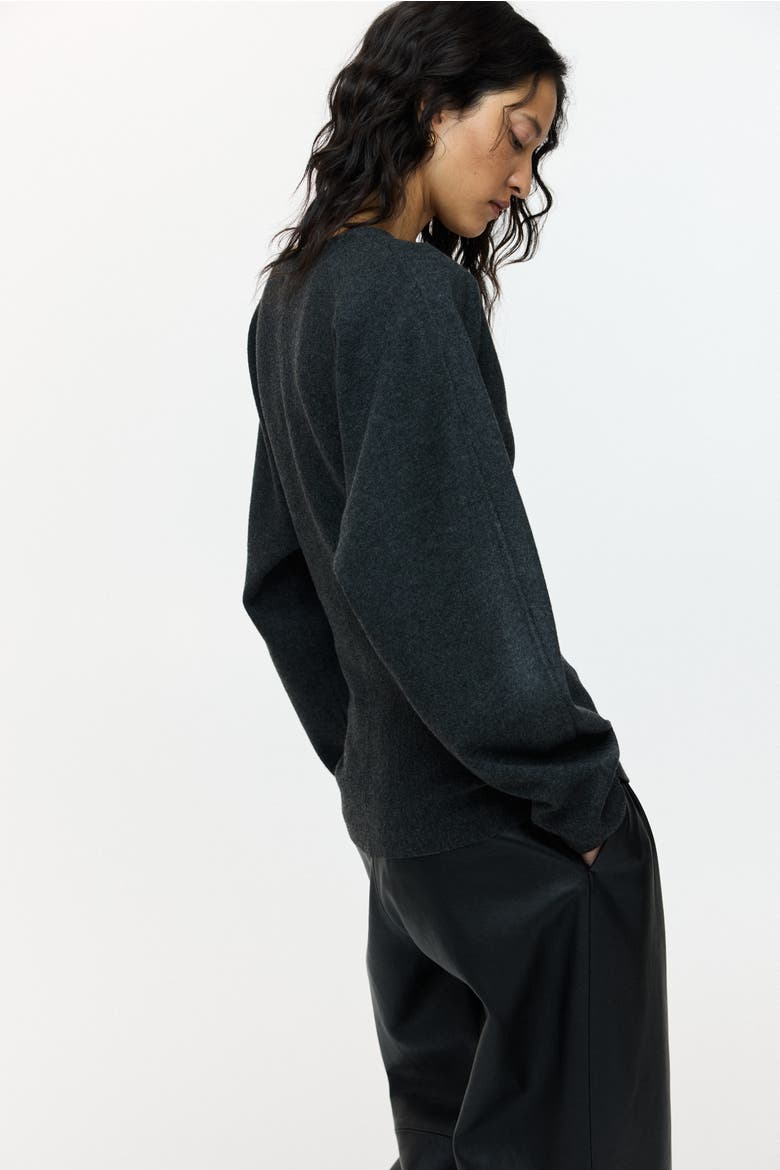 Knitted V-neck Top, Alternate, color, Dark gray