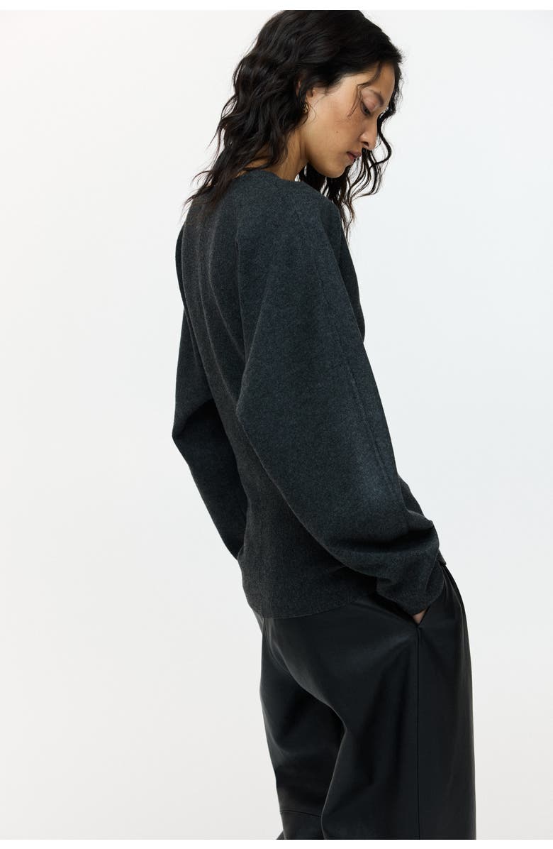 H&M Knitted V-neck Top, Alternate, color, Dark Gray