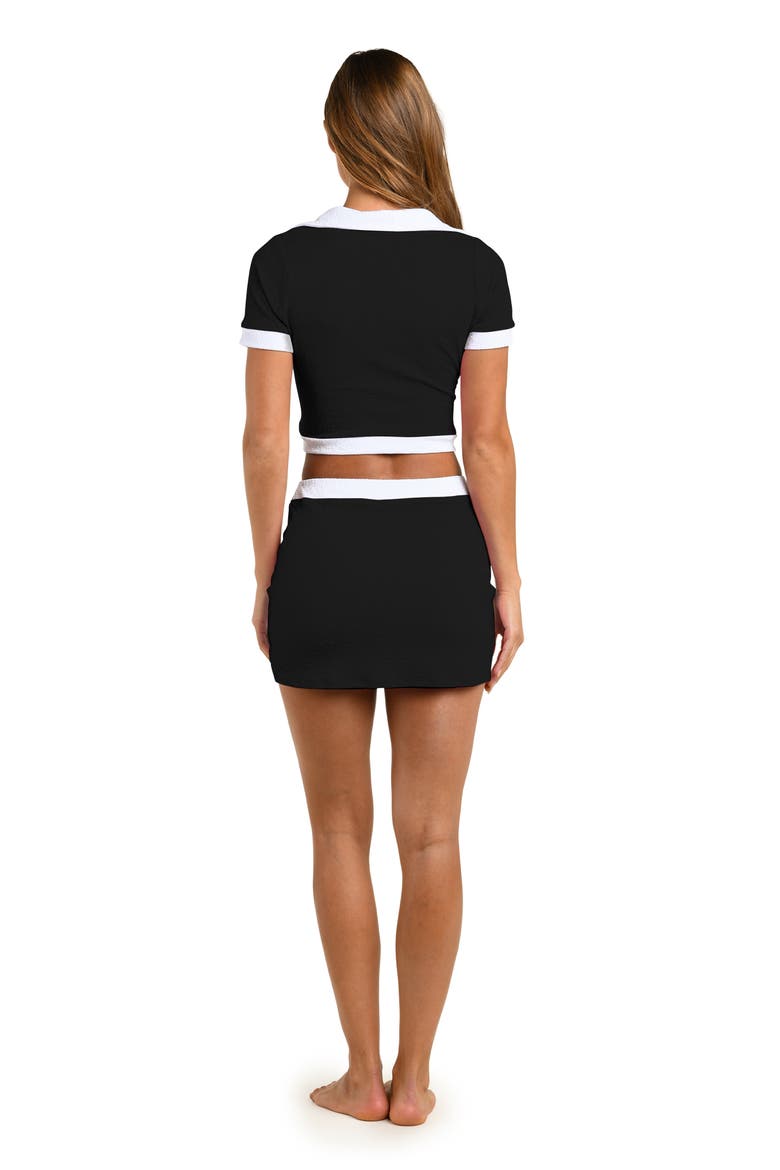 Chic Short Sleeve Swim Top, Alternate, color, BLACK
