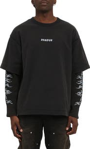 PURPLE BRAND Oversize Sequin Layered Logo Graphic T-Shirt