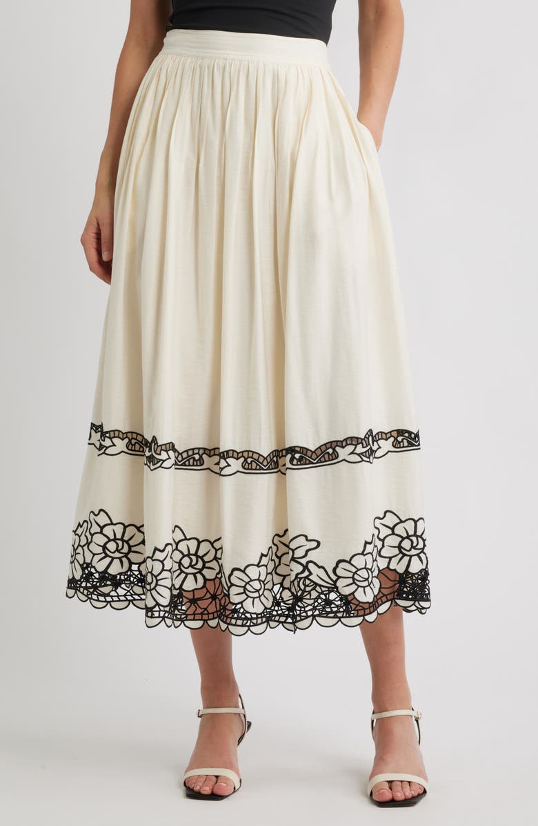 Elie Tahari The Poppy Embroidered Maxi Skirt, Main, color,